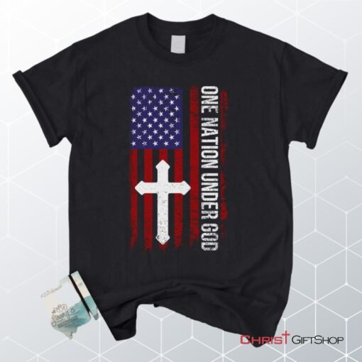 One Nation Under God, American Flag, Cross Unisex T Shirt, Sweatshirt, Hoodie