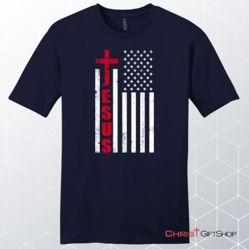 Patriotic Unisex T Shirt, Sweatshirt, Hoodies Jesus Word Cross With American Flag Men's Christian Unisex T Shirt, Sweatshirt, Hoodie