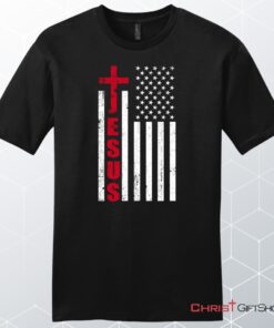 Patriotic Unisex T Shirt, Sweatshirt, Hoodies Jesus Word Cross With American Flag Men's Christian Unisex T Shirt, Sweatshirt, Hoodie