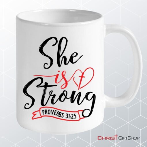 Proverbs 3125 She Is Strong Custom Photo Mug Personalized Christian Gifts