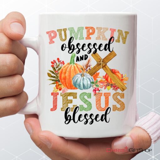 Pumpkin Obsessed And Jesus Blessed Fall Christian Coffee Mug