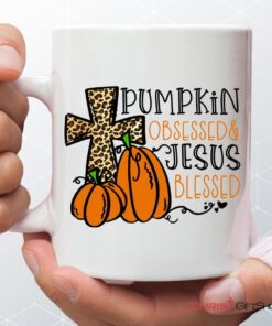 Pumpkin Obsessed Jesus Blessed Coffee Mug