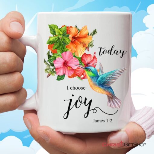 Today I Choose Joy James 12, Hummingbird Flower Ceramic Mugs