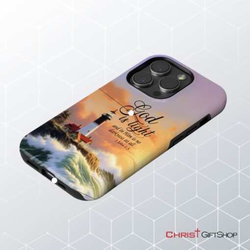 1 John 15 God Is Light, Lighthouse, Christian Phone Case