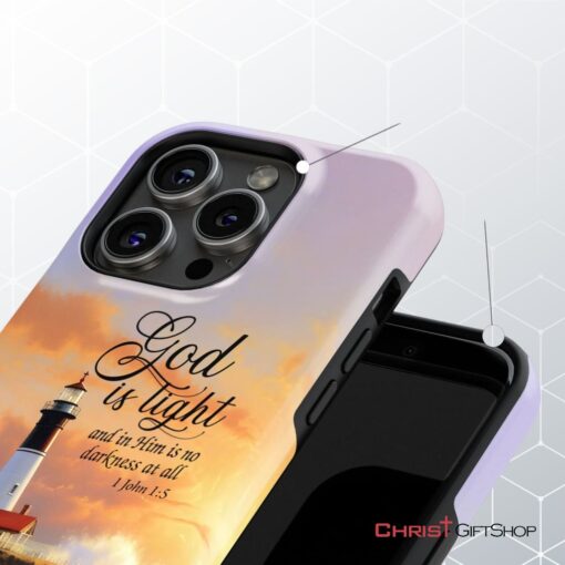 1 John 15 God Is Light, Lighthouse, Christian Phone Case