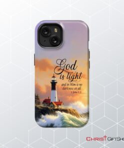 1 John 15 God Is Light, Lighthouse, Christian Phone Case