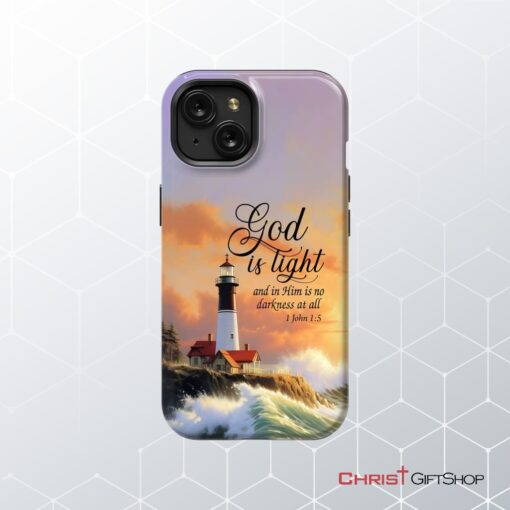 1 John 15 God Is Light, Lighthouse, Christian Phone Case