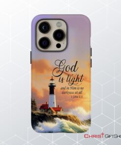 1 John 15 God Is Light, Lighthouse, Christian Phone Case