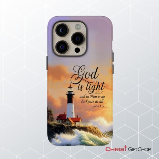 1 John 15 God Is Light, Lighthouse, Christian Phone Case