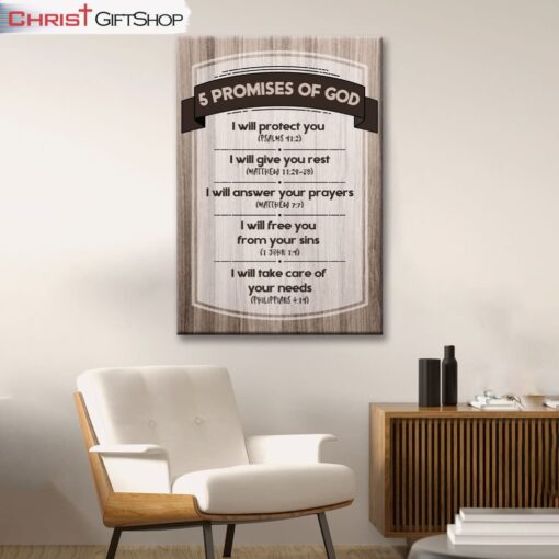 5 Promises Of God Wall Art Canvas and Poster