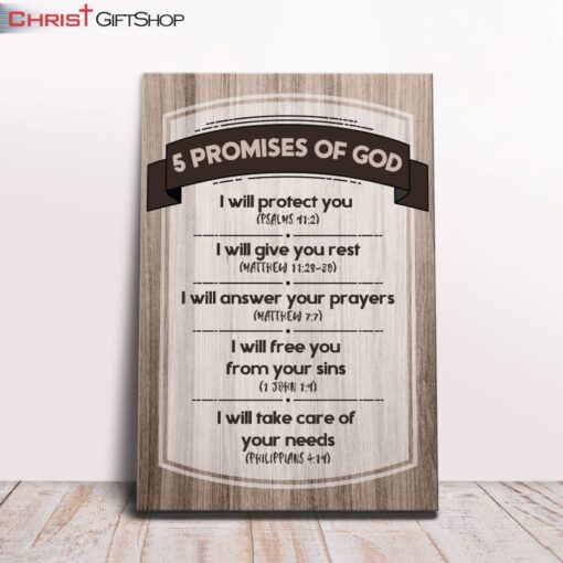 5 Promises Of God Wall Art Canvas and Poster