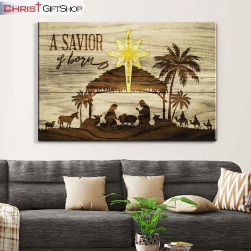 A Savior Is Born Christmas Wall Art Canvas