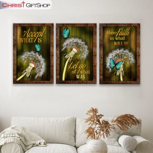 Accept What Is Let Go Of What Was 3 Panel Wall Art Canvas