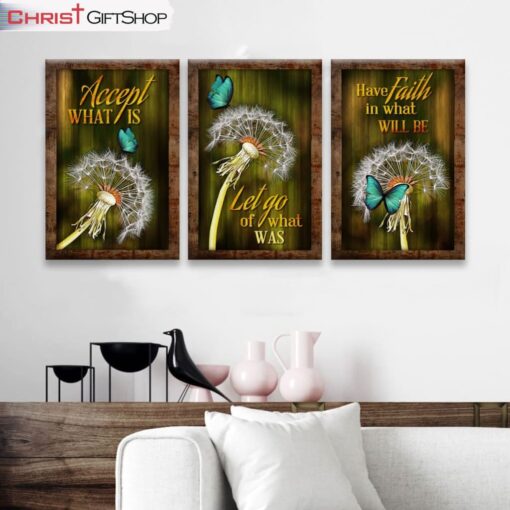 Accept What Is Let Go Of What Was 3 Panel Wall Art Canvas