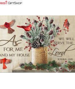 As For Me And My House Christmas Wall Art Canvas, Christian Christmas Decoration