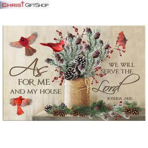 As For Me And My House Christmas Wall Art Canvas, Christian Christmas Decoration