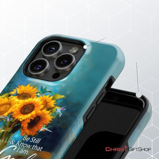 Be Still And Know That I Am God, Hummingbirds, Vase Of Sunflowers Phone Case