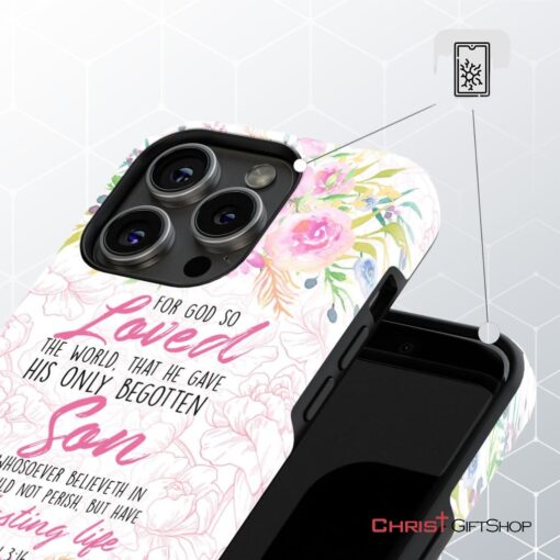 Bible Verse Phone Cases For God So Loved The World John 316 Floral Phone Case