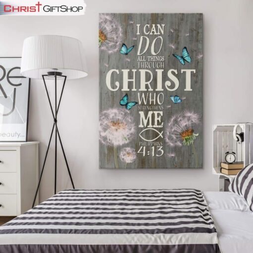 Bible Verse Wall Art I Can Do All Things Through Christ Dandelion Canvas Print