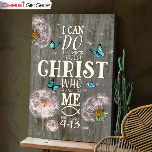 Bible Verse Wall Art I Can Do All Things Through Christ Dandelion Canvas Print