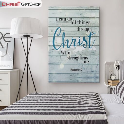 Bible Verse Wall Art Philippians 413 I Can Do All Things Through Christ Canvas Wall Art