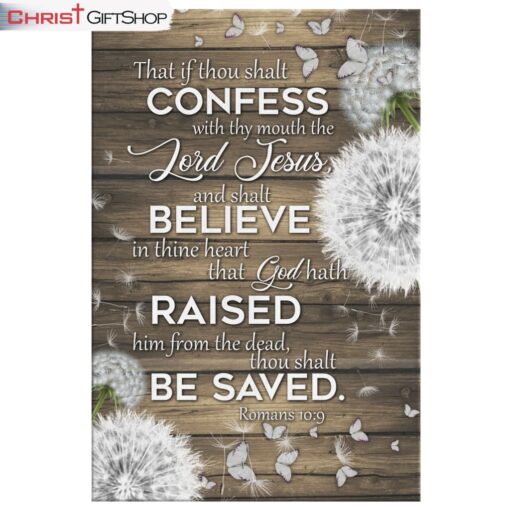 Bible Verse Wall Art Romans 109 That If Thou Shalt Confess With Thy Mouth Canvas Print