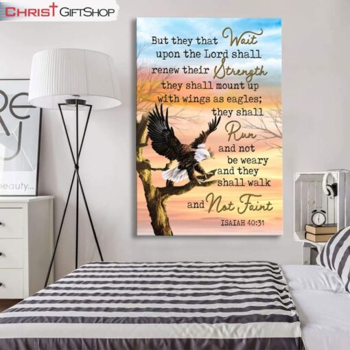 Bible Verse Wall Art They That Wait Upon The Lord Isaiah 4031 Canvas Print