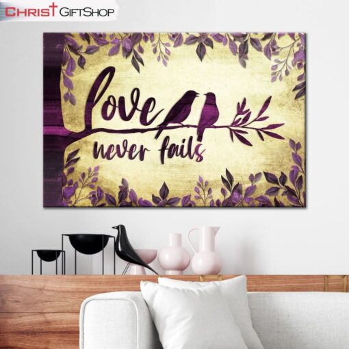 Bird Couples Love Never Fails Wall Art Canvas and Poster, Christian Wall Art