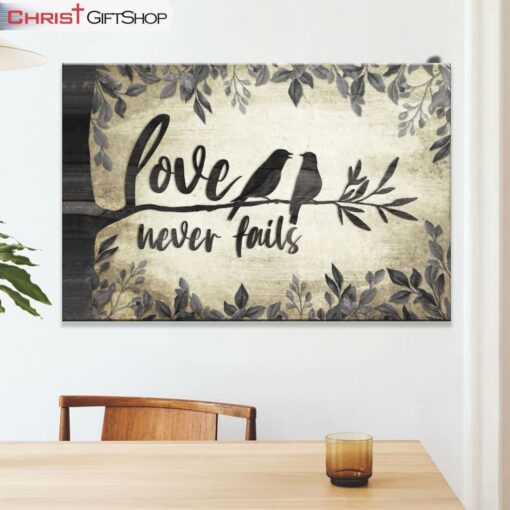 Bird Couples Love Never Fails Wall Art Canvas and Poster, Christian Wall Art