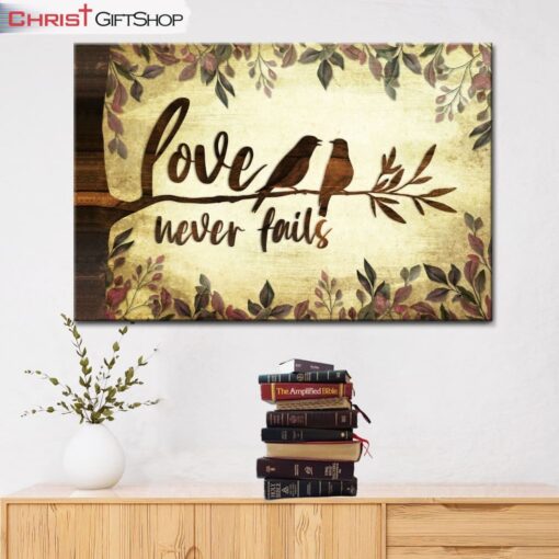 Bird Couples Love Never Fails Wall Art Canvas and Poster, Christian Wall Art