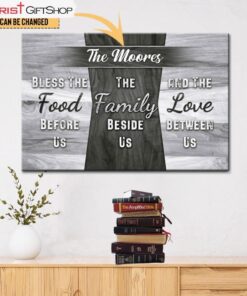 Bless The Food Before Us Custom Personalized Family Name Wall Art Canvas