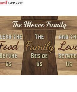 Bless The Food Before Us Custom Personalized Family Name Wall Art Canvas