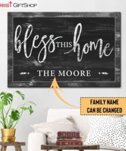 Bless This Home Custom Wall Art Canvas and Poster, Personalized Christian Wall Art Canvas and Poster Decor