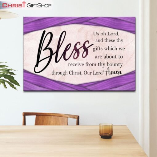 Bless Us Oh Lord Wall Art Grace Prayer, Praying Before Meals Canvas Wall Art