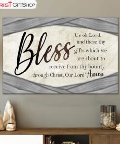 Bless Us Oh Lord Wall Art Grace Prayer, Praying Before Meals Canvas Wall Art