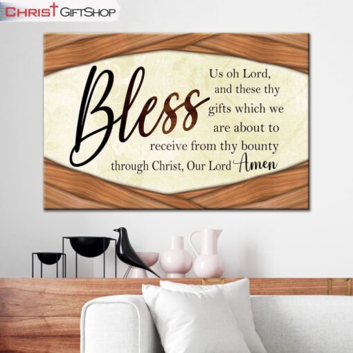 Bless Us Oh Lord Wall Art Grace Prayer, Praying Before Meals Canvas Wall Art