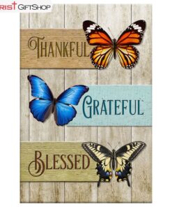 Butterflies, Thankful Grateful Blessed Wall Art (Canvas and Poster )