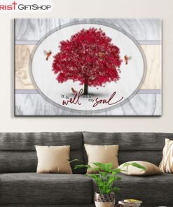 Cardinal Birds, It Is Well With My Soul Wall Art Canvas and Poster, Christian Wall Decor For Christmas