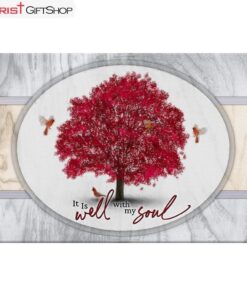 Cardinal Birds, It Is Well With My Soul Wall Art Canvas and Poster, Christian Wall Decor For Christmas