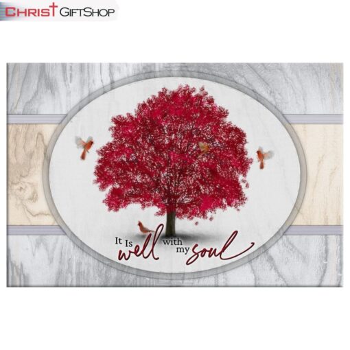 Cardinal Birds, It Is Well With My Soul Wall Art Canvas and Poster, Christian Wall Decor For Christmas