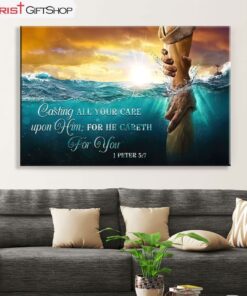 Casting All Your Care Upon Him 1 Peter 57 Kjv Canvas Print, Bible Verse Wall Art