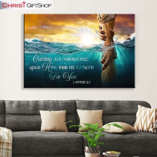 Casting All Your Care Upon Him 1 Peter 57 Kjv Canvas Print, Bible Verse Wall Art