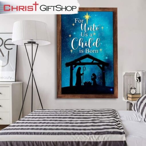 Christian Christmas Wall Decor, For Unto Us A Child Is Born Christmas Wall Art Canvas Print