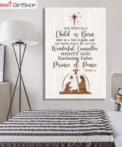 Christian Christmas Wall Decor, Isaiah 96 For Unto Us A Child Is Born Canvas Print