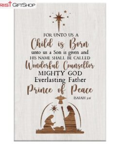 Christian Christmas Wall Decor, Isaiah 96 For Unto Us A Child Is Born Canvas Print