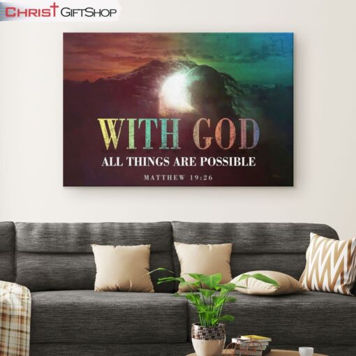 Christian Easter Gifts Matthew 1926 With God All Things Are Possible Wall Art Canvas