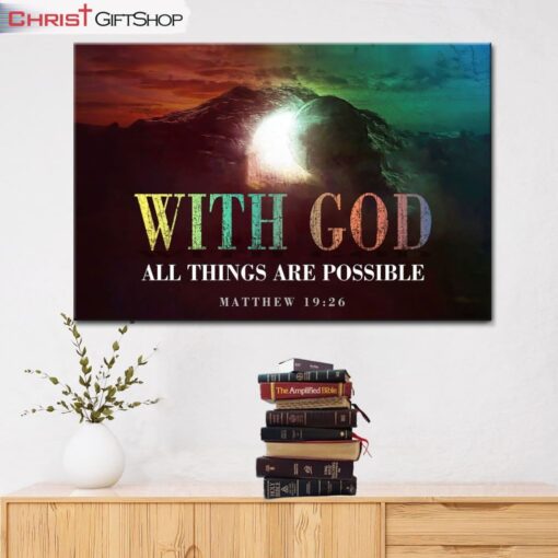 Christian Easter Gifts Matthew 1926 With God All Things Are Possible Wall Art Canvas