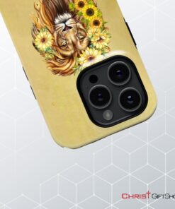 Christian Phone Cases God Is Within Her She Will Not Fall Sunflower Lion Phone Case