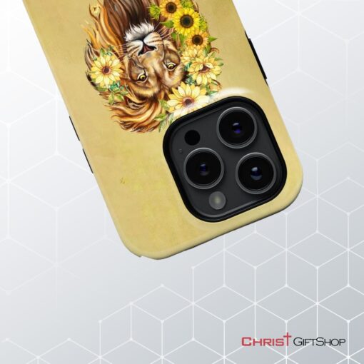 Christian Phone Cases God Is Within Her She Will Not Fall Sunflower Lion Phone Case