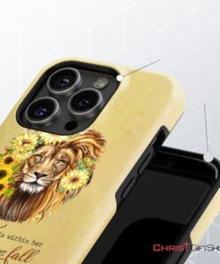 Christian Phone Cases God Is Within Her She Will Not Fall Sunflower Lion Phone Case